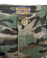 Bottega Desires Distressed Camo Cargo Shorts Green
