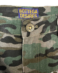 Bottega Desires Distressed Camo Cargo Shorts Green