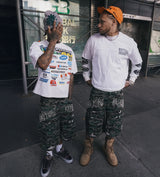 Bottega Desires Distressed Camo Cargo Shorts Green