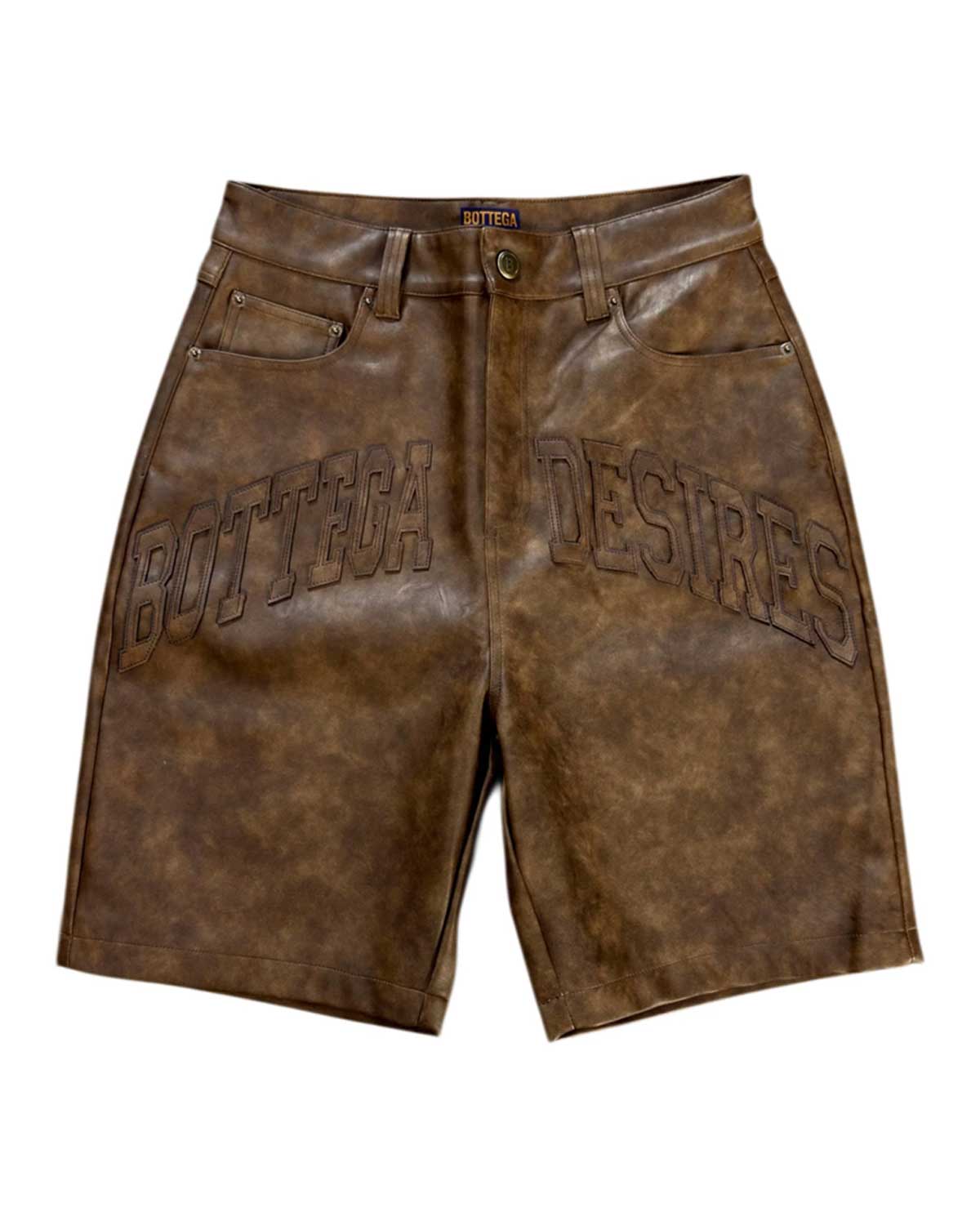 Bottega Desires Leather Shorts Brown