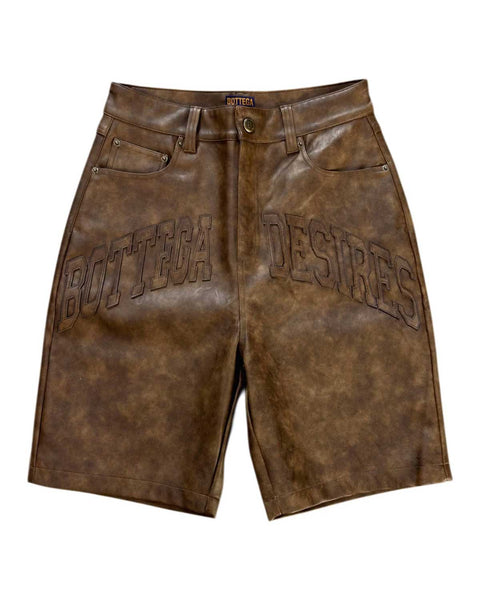 パンツ BOTTEGA VENETA ACTIONPAINTING SHORTS 38 Bottega-Desires-Leather-Shorts