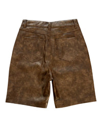 Bottega Desires Leather Shorts Brown
