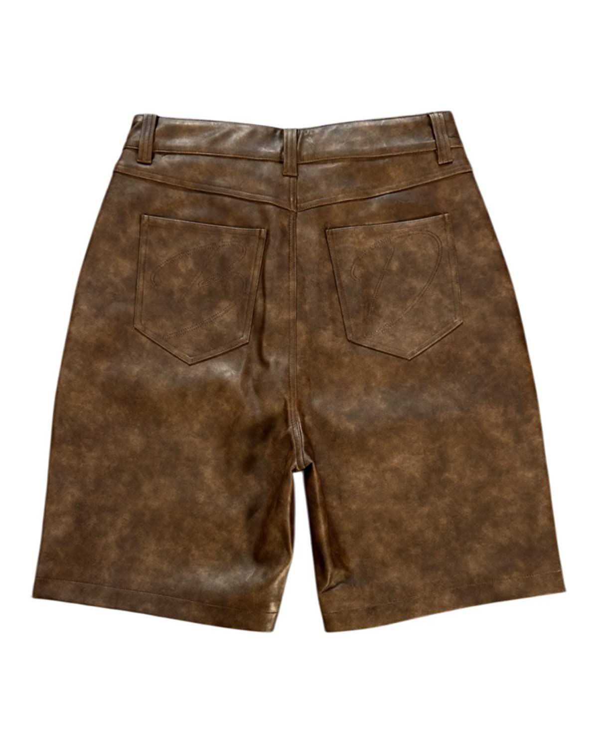 Bottega Desires Leather Shorts Brown