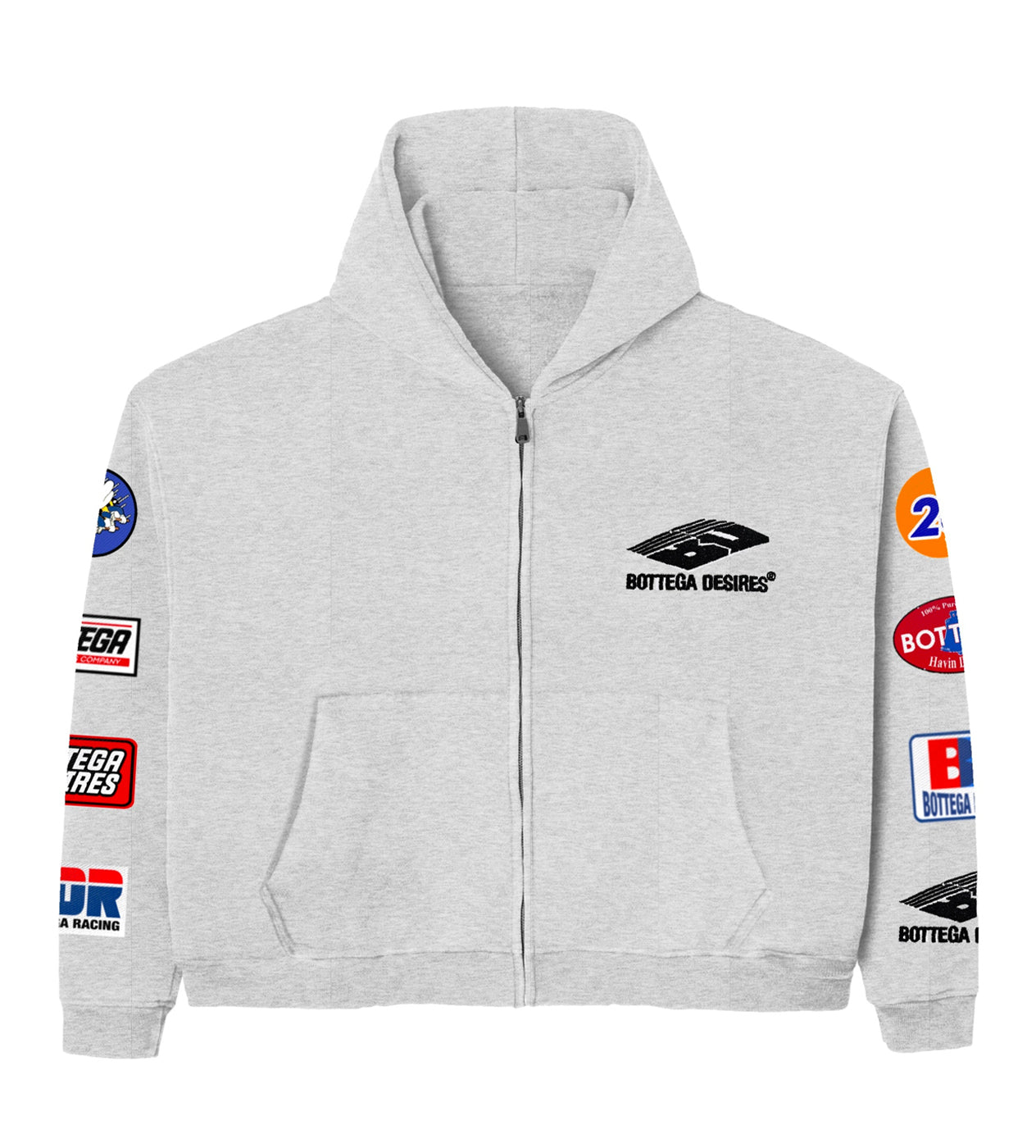 Bottega Desires Patches Hoodie Grey