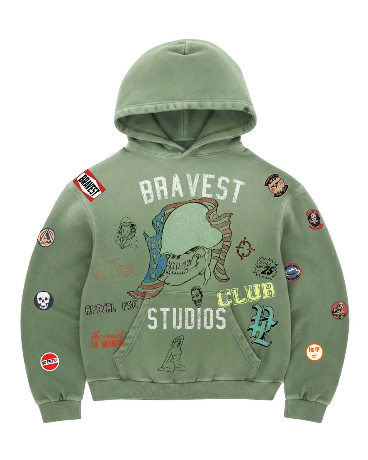 Bravest Studios Army Pinned Hoodie Green