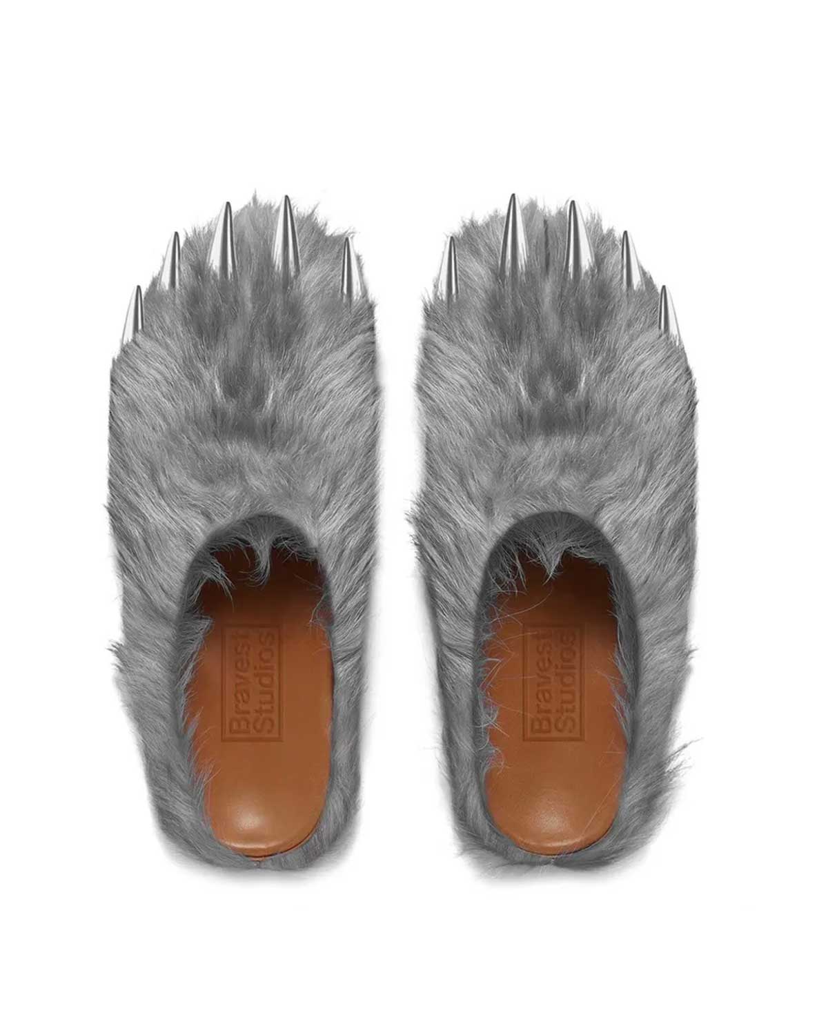 Bravest Studios Bear Claw Mule grey with chrome claw detailing, overtop view 2