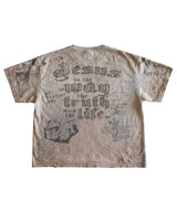 Bravest Studios Covenant Tee Grey, back view with Jesus is the way, the truth and the life in gothic script
