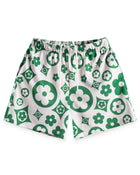 Bravest Studios Cream Flower Shorts Green