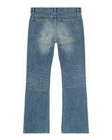 Bravest Studios Flare Denim Pants blue, back view showing the patch pockets and faded seat