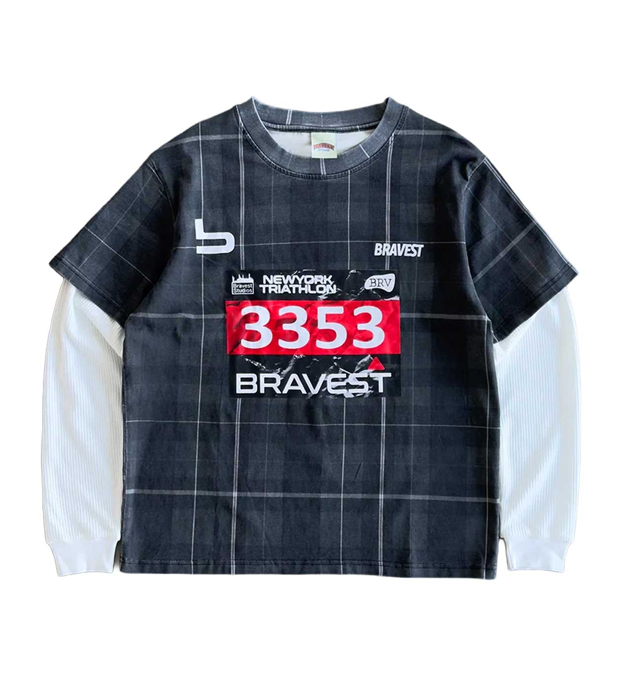 Bravest Studios Number 8 Blue Plaid Thermal Tee – Restock AR