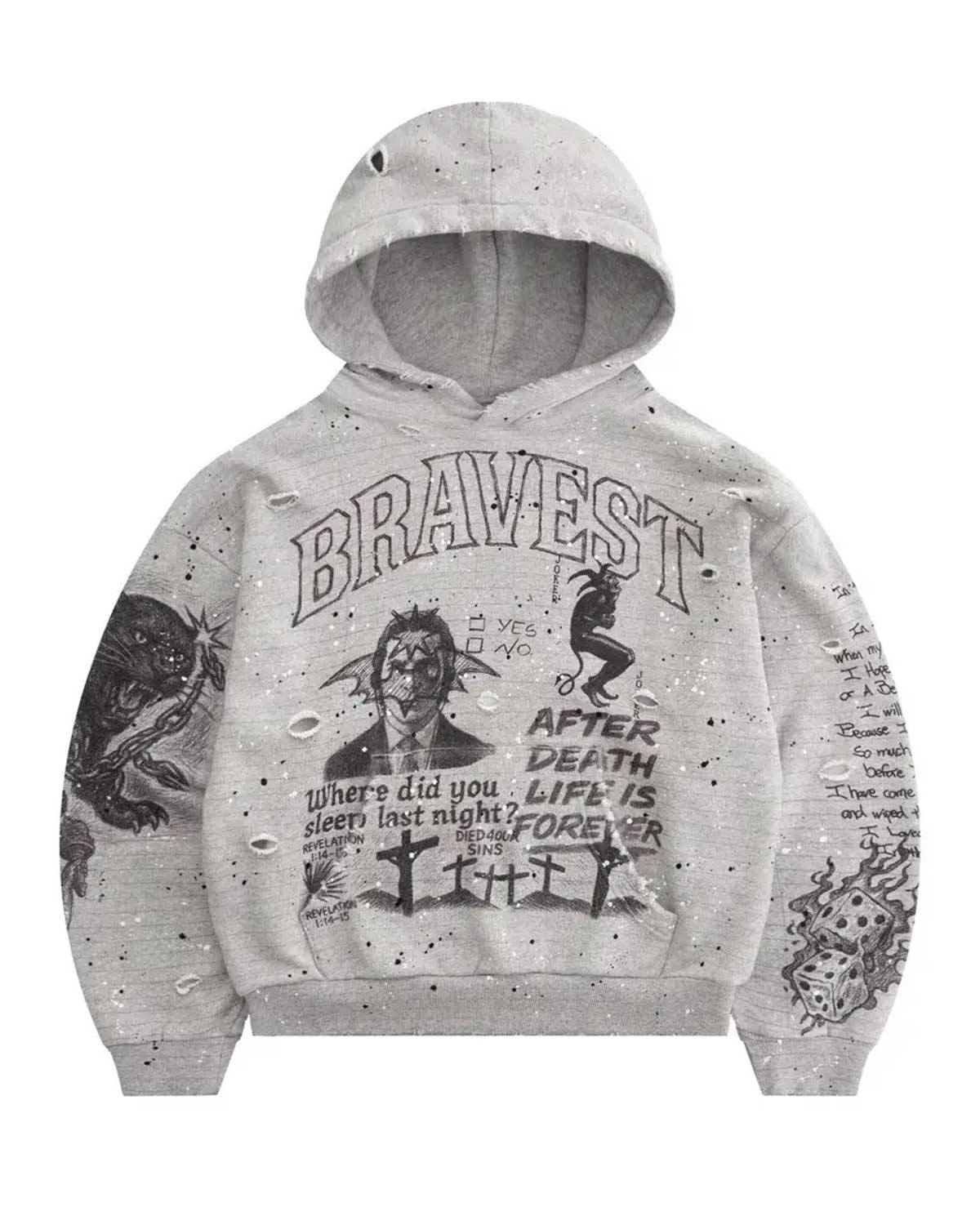 Bravest Studios Grey Sketch Vintage Hoodie