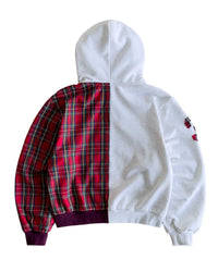 Bravest Studios Half Plaid Zip Up Hoodie Grey