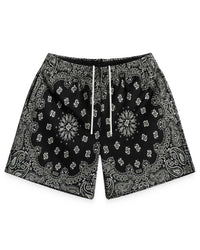 Bravest Studios Screen Printed Paisley Two Tone Shorts Black