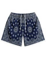 Bravest Studios Screen Printed Paisley Two Tone Shorts Navy