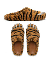 Bravest x Glo Gang Tiger Bear Claw Mule orange with black stripes and chrome claws, pair