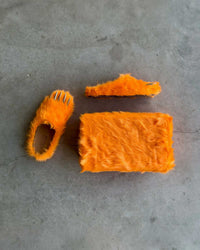 Bravest x Glogang Bear Claw Mule orange with chrome claw detailing, overtop view