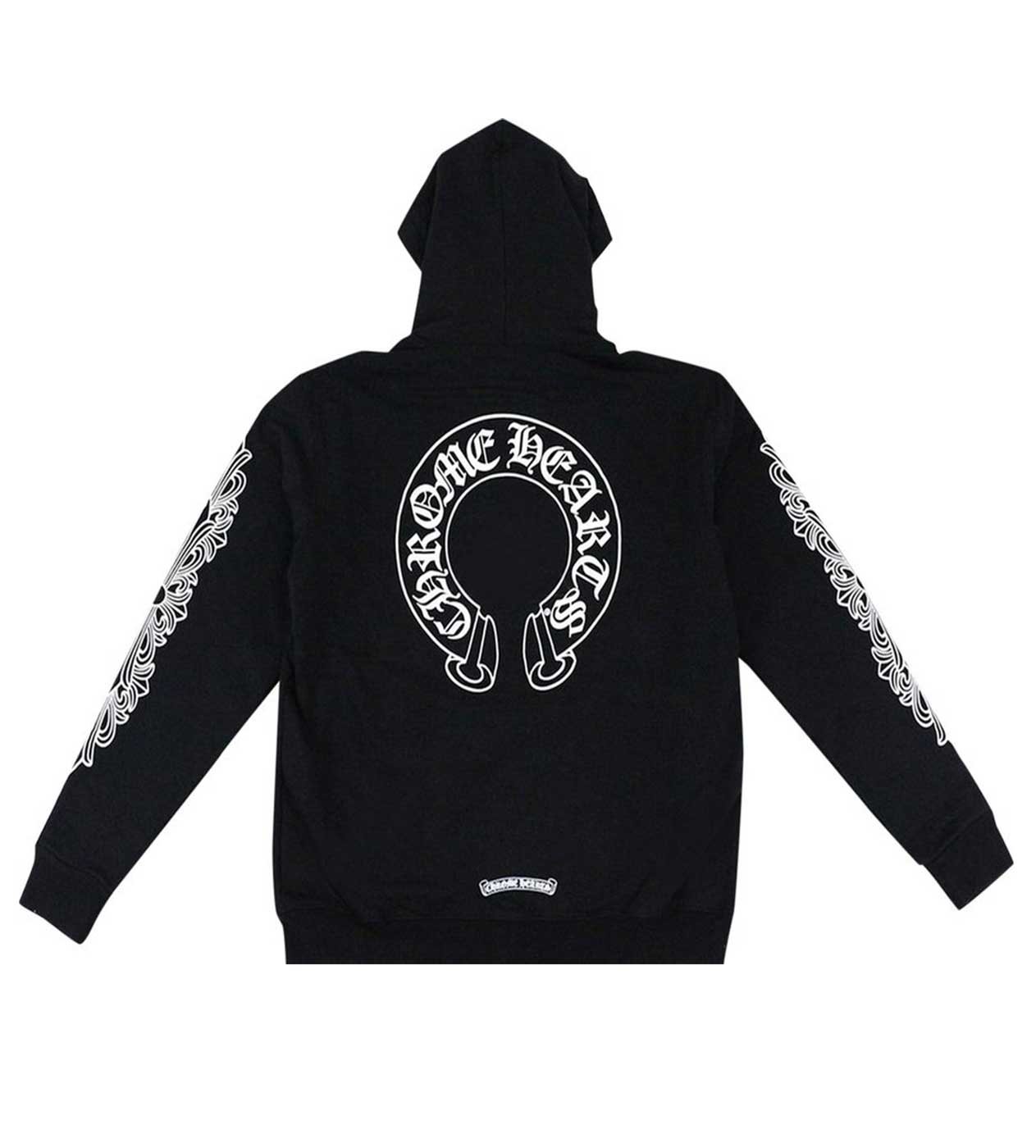 CHROME HEARTS HORSESHOE FLORAL-CROSS BLACK ZIP UP HOODIE