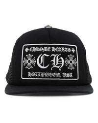 Chrome Hearts Black Hollywood Trucker Cap