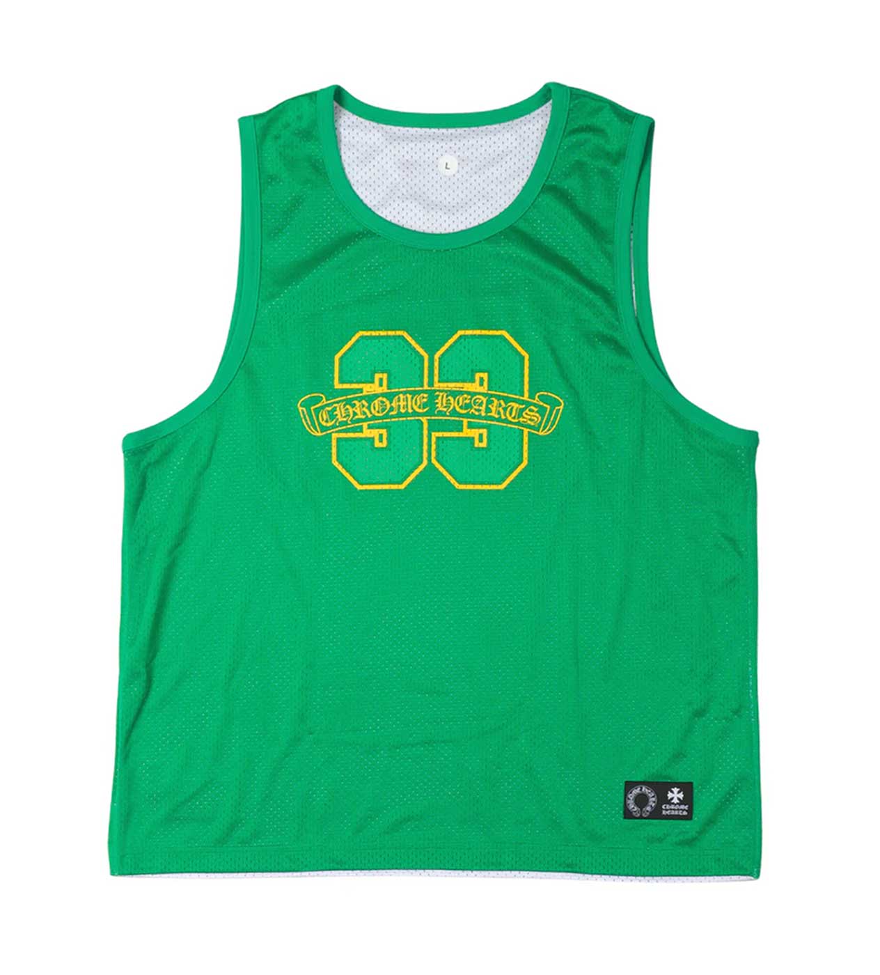 Chrome Hearts Green Reversible Mesh Basketball Jersey front