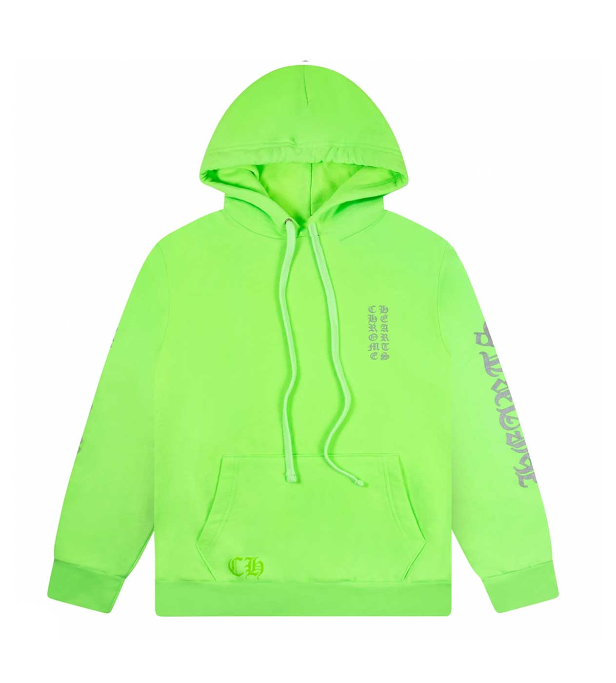 Chrome Hearts Vertical Logo Hooded Sweatshirt Neon Green