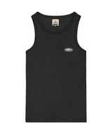 Corteiz HMP Classic Tank Top black, waffle-knit scoop-neck tank with embroidered white Alcatraz Island oval at the chest, front view