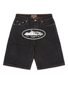 Corteiz Island Denim Short Washed Black