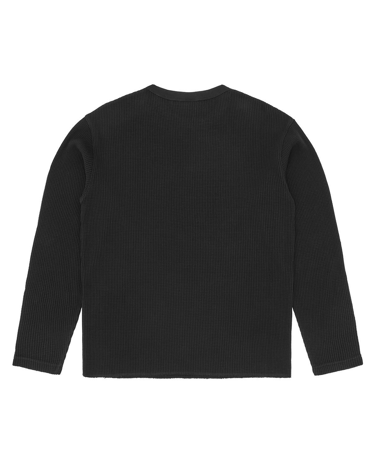 Corteiz Island Waffle Thermal black, plain waffle-knit back with no graphic, back view