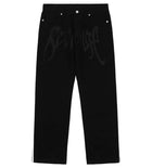 Revenge Embroidered Logo Denim Pant Black