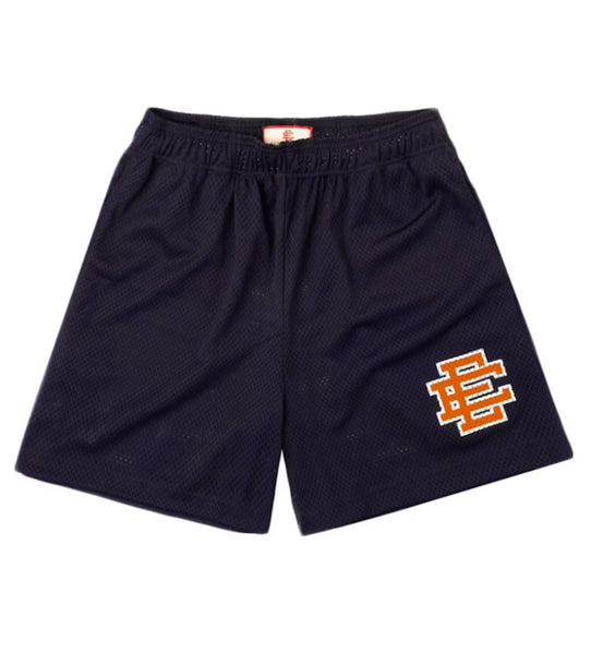 Eric Emanuel Orange Logo Shorts Navy