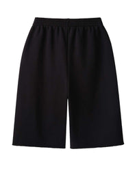 GV Gallery Berry Cutoff Shorts black, plain back view with an elastic waistband and raw hem