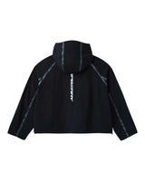GV Gallery Berry Tech Jacket black, hooded technical anorak with vertical Raspberry branding down the back, back view