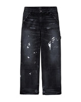 GV Gallery Blackberry Carpenter Pants black, faded carpenter pants with paint-splatter distressing, front view