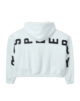 GV Gallery Blonde Hoodie white, back view with oversized black RASPBERRY lettering