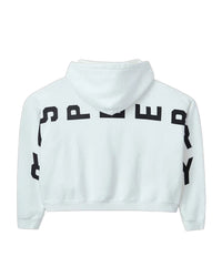 GV Gallery Blonde Hoodie white, back view with oversized black RASPBERRY lettering