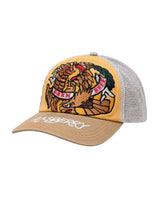 GV Gallery Born Free trucker hat yellow, side view with gray mesh panel