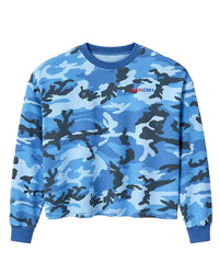 GV Gallery D Bacon Thermal L/S Tee blue, camo long sleeve with small red chest logo, front view