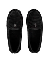GV Gallery Deebo Slippers black, top-down view of the pair showing the embroidered GV monogram at the vamp