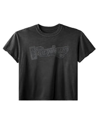 GV Gallery Hills Ballers Tee black, washed boxy tee with a tonal black-on-black script chest graphic, front view