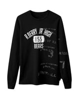 GV Gallery Jr High L/S Thermal black, waffle-knit long sleeve with varsity R.Berry Jr High Bears print, front view