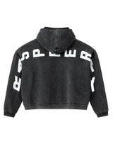 GV Gallery Mateo Sweatshirt washed black, oversized white lettering across the back, back view