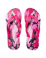 GV Gallery Pink Camo Flip Flops pink, camo footbed with hot-pink Raspberry logo strap, top view