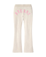 GV Gallery Pinkberry Velour Sweatpants cream, flared velour sweatpants with arched pink lettering at the back waist, back view