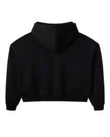 GV Gallery Raspberry Athletics Hoodie black, plain back view with hood and ribbed hem