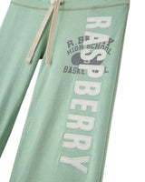 GV Gallery Seafoam Women's Sweatpants teal, close-up of the Raspberry and R.B. High School Basketball leg print