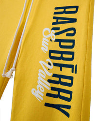 GV Gallery Sun Valley Women's Sweatpants yellow, close-up of the Raspberry and Sun Valley leg print