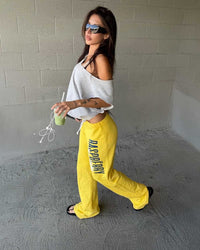 GV Gallery Sun Valley Women's Sweatpants yellow on a model, full-length view