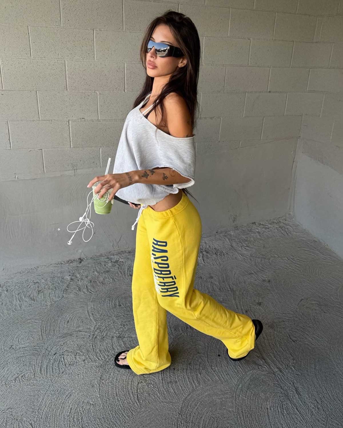 GV Gallery Sun Valley Women's Sweatpants yellow on a model, full-length view
