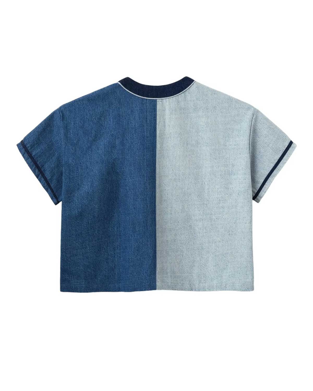 GV Gallery Two Tone Denim Jersey blue, back view with reversed two-tone denim panels