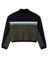 GV Gallery Women's Cropped Quarter Zip black, colorblock cropped quarter-zip with chest stripe, back view