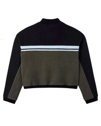 GV Gallery Women's Cropped Quarter Zip black, colorblock cropped quarter-zip with chest stripe, back view